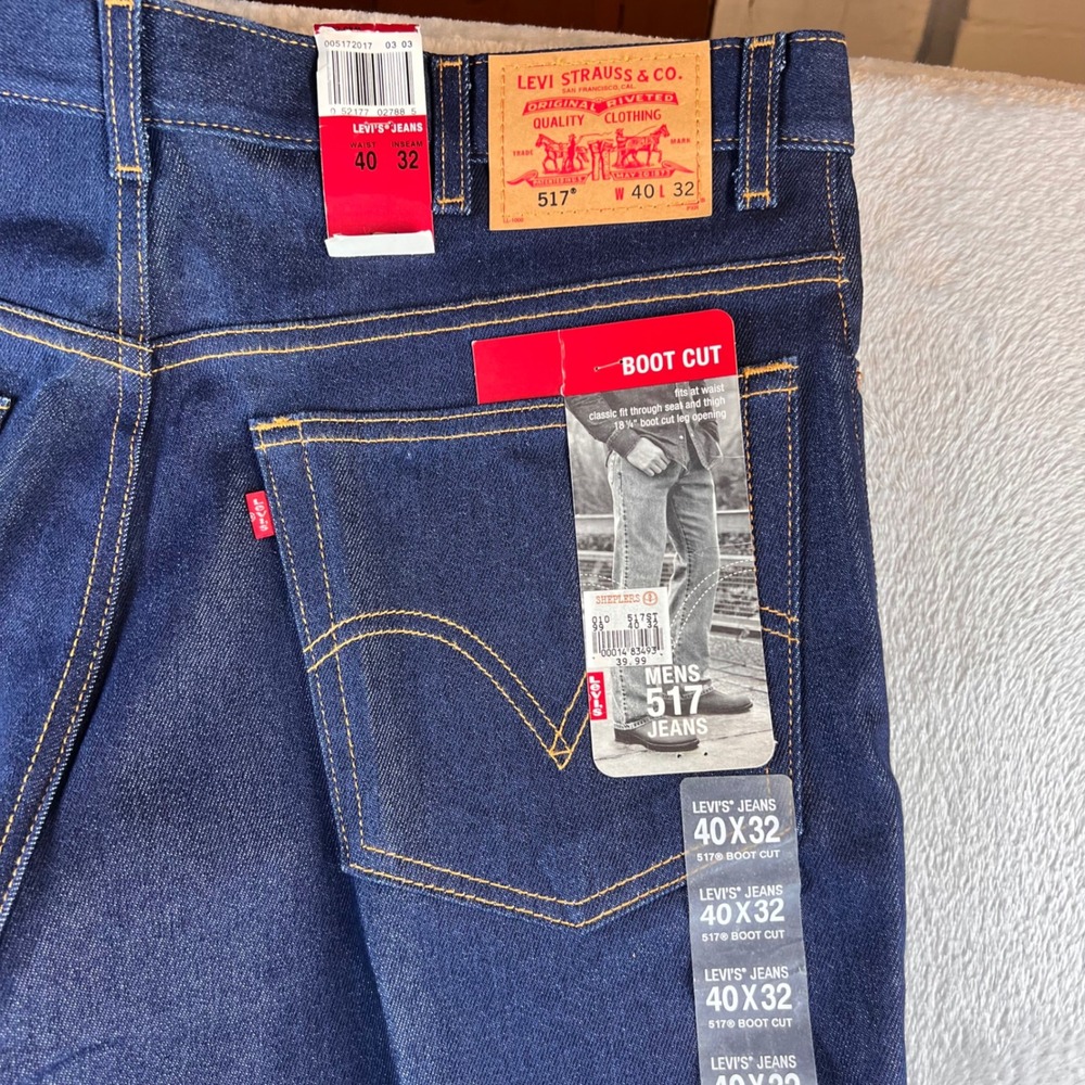 VTG Levis 517 Boot Cut Jeans Mens 40x32 Indigo Deadstock 2000's 00517-2017 NWT - Picture 9 of 11